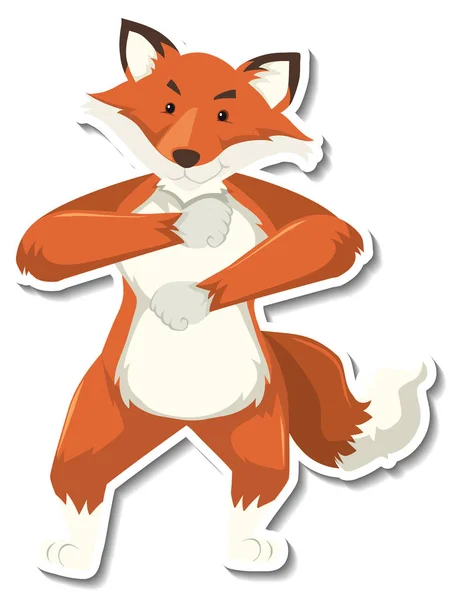 Renard Dansant Animal Dessin Animé Autocollant Illustration — Image vectorielle