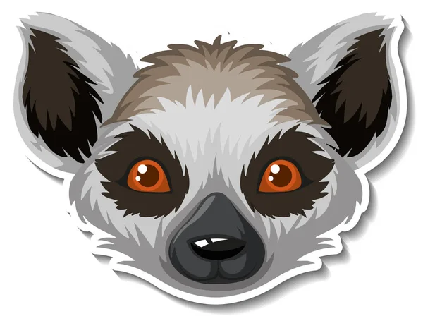 Cabeça Lemur Animal Desenho Animado Etiqueta Ilustração — Vetor de Stock
