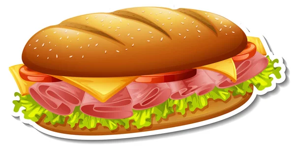 Sandwich Ham Cheese White Background Illustration — Stock Vector