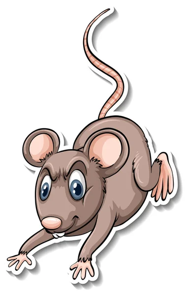 Animal Rato Desenho Animado Etiqueta Ilustração — Vetor de Stock