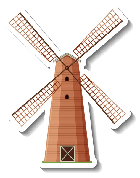 Изолированная Ветряная Мельница Карикатурном Стиле — стоковый вектор