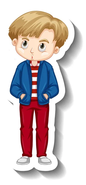 Ein Junge Trägt Bomberjacke Zeichentrickfigur Illustration — Stockvektor