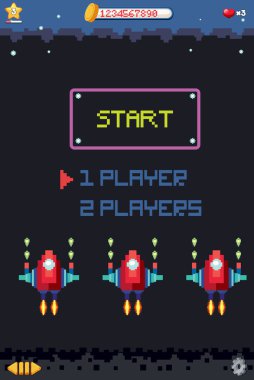 Uzay oyunu kullanıcı arayüzü şablonu çizimi