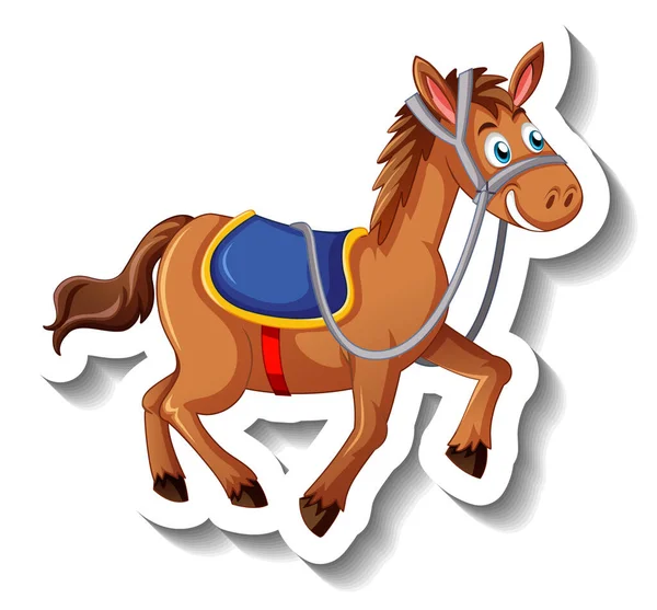 Kuda Dengan Gambar Karakter Kartun Sadel - Stok Vektor