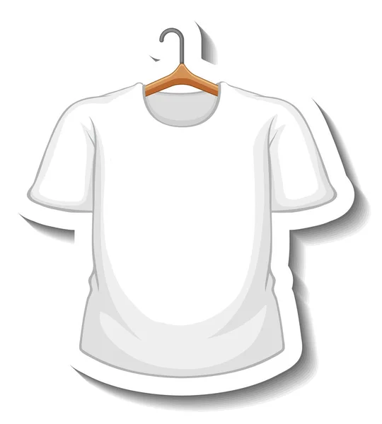 Etiqueta Camiseta Branca Com Coathanger Ilustração — Vetor de Stock