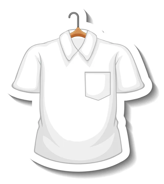 Etiqueta Engomada Camisa Blanca Con Ilustración Del Guardarropa — Archivo Imágenes Vectoriales