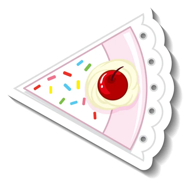 Pedazo Pastel Vainilla Con Cereza Ilustración Superior — Vector de stock