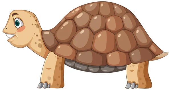 漫画風のイラストで茶色の殻を持つ亀の側面図 — ストックベクタ