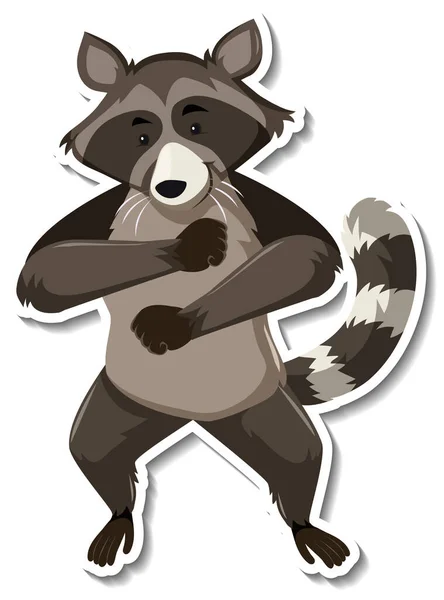 浣熊舞动的动物漫画贴画 — 图库矢量图片