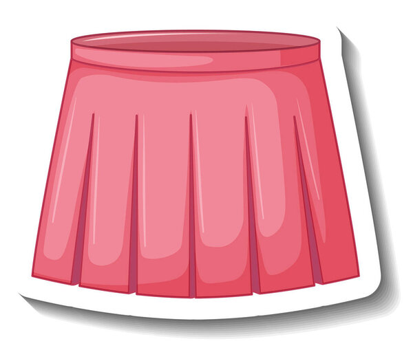 Pink pleated skirt in cartoon style illustration