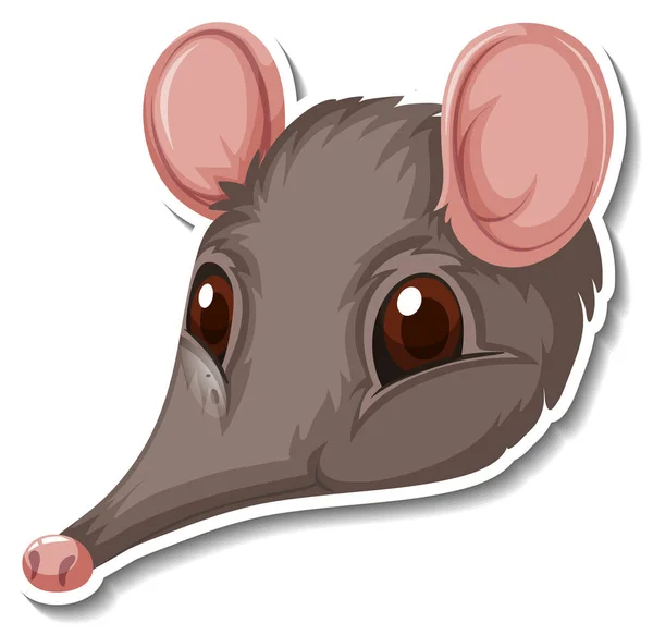 Kopf Der Spitzmaus Animal Cartoon Sticker Illustration — Stockvektor