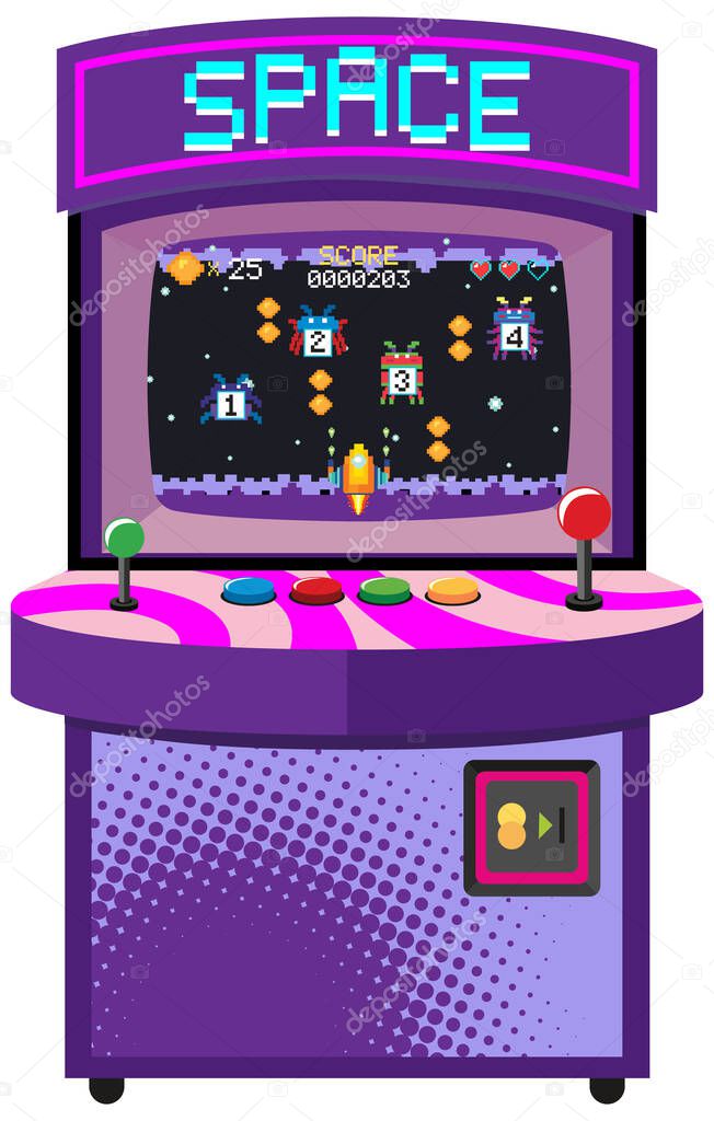 Arcade game machine isolated illustration