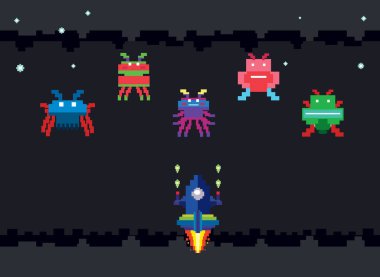 Uzay oyunu kullanıcı arayüzü şablonu çizimi