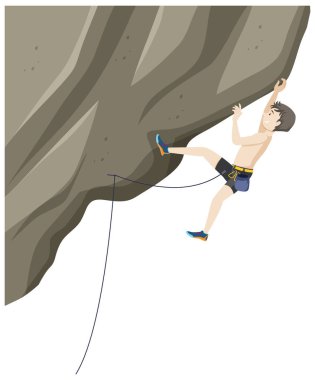 Beyaz arkaplanda kaya tırmanışı yapan insanlar