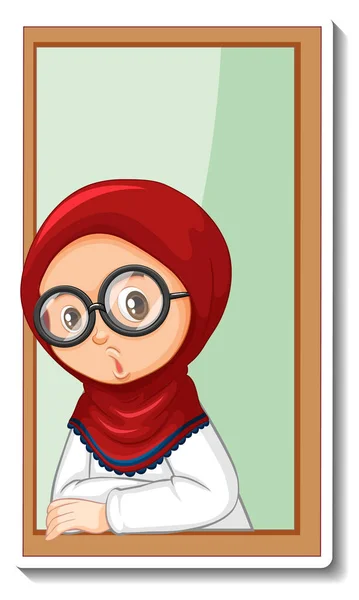 Muslimská Dívka Dívá Okna Ilustrace — Stockový vektor