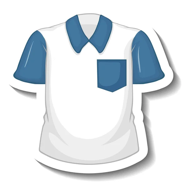 Etiqueta Engomada Camisa Blanca Con Las Mangas Azules Ilustración — Archivo Imágenes Vectoriales