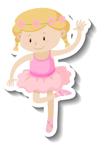 Little Ballerina Cartoon Character Illustration — Stockvektor