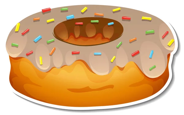 Donut Con Ilustración Cubierta Azúcar Del Arco Iris — Vector de stock