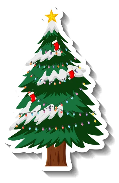 Árbol Navidad Decorado Ilustración Estilo Dibujos Animados — Vector de stock