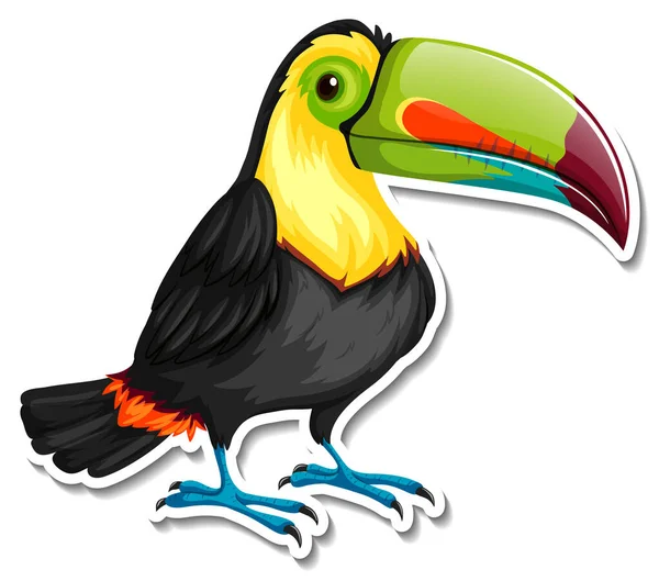 Illustrazione Dell Adesivo Del Fumetto Animale Dell Uccello Del Tucano — Vettoriale Stock