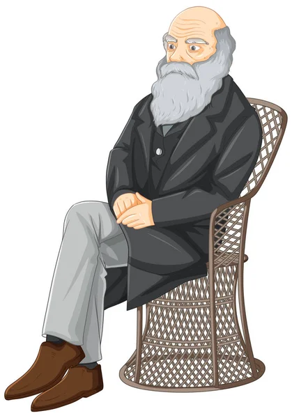 Charles Darwin Con Ilustración Ciencia Evolución — Vector de stock