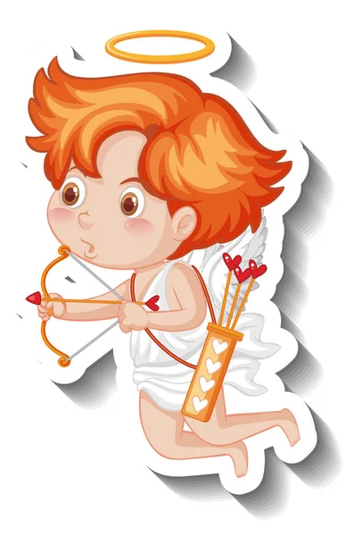 Cupid Boy Holding Bow Arrow Illustration — Stock Vector