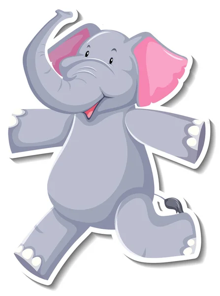 Elephant Wandelen Cartoon Karakter Witte Achtergrond Illustratie — Stockvector