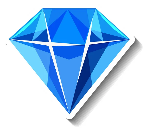 Blauwe Diamant Sticker Geïsoleerde Illustratie — Stockvector