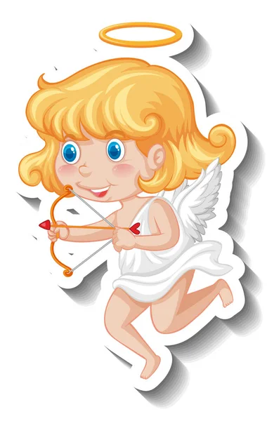 Cupid Girl Holding Bow Arrow Illustration — Stock Vector