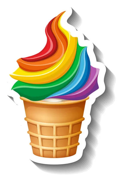 卡通风格的孤立彩虹冰淇淋锥形图 — 图库矢量图片