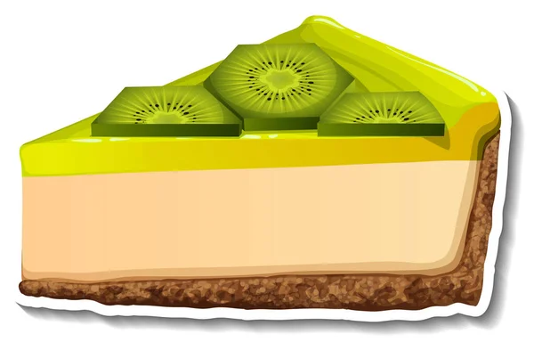 Een Stukje Kiwi Cheesecake Cartoon Trant Illustratie — Stockvector