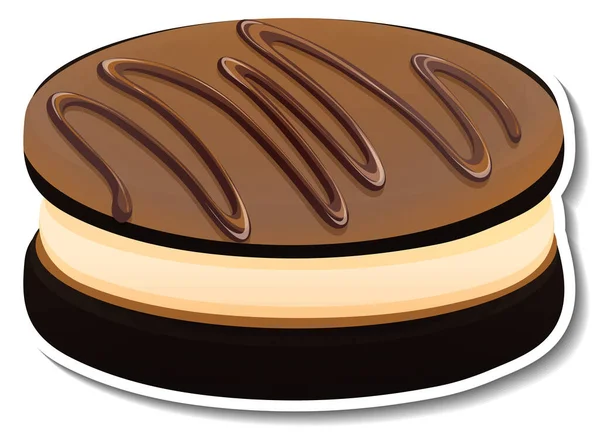 Sandwich Galletas Chocolate Con Crema Ilustración Estilo Dibujos Animados — Vector de stock