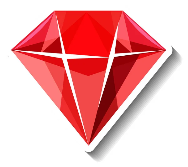 Rode Diamant Sticker Geïsoleerde Illustratie — Stockvector
