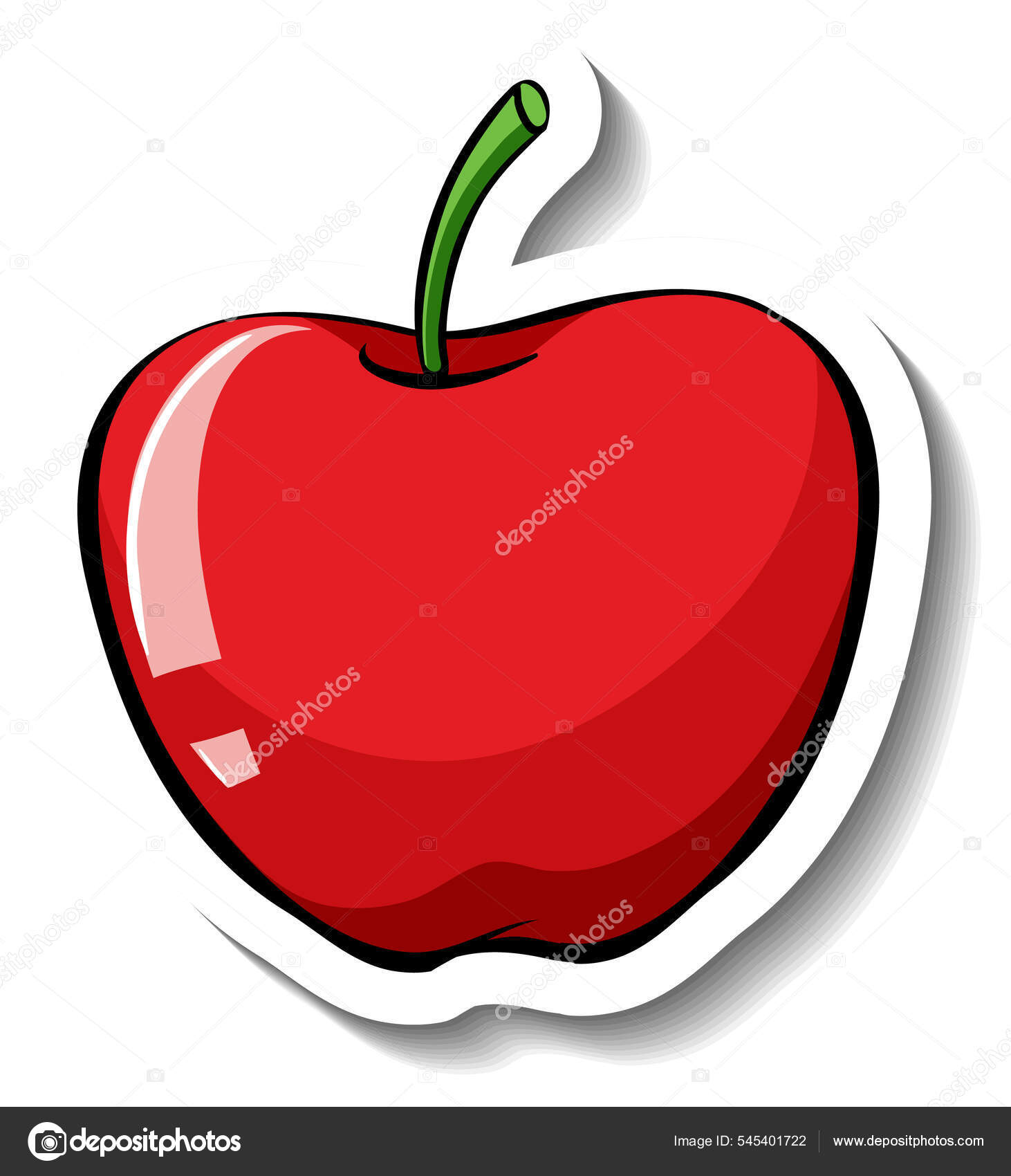 Red Apple Isolated White Background Illustration Stock Vector by ...