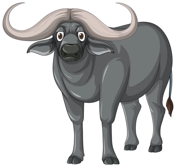 Afrikaanse Buffel Geïsoleerd Witte Achtergrond Illustratie — Stockvector