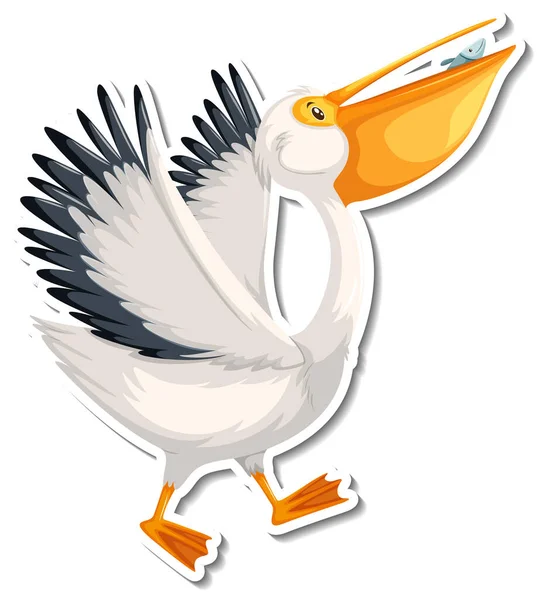 Pelican Bird Cartoon Sticker Illustration — Stock Vector