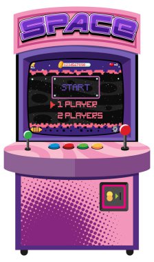 Retro oyun dolabı beyaz arkaplan resimlemesinde izole edildi