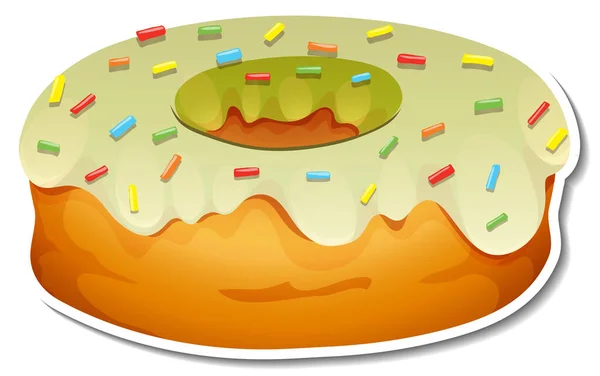 Groene Thee Donut Met Regenboog Suiker Topping Illustratie — Stockvector