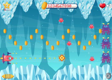 Retro piksel uzay oyunu çizimi