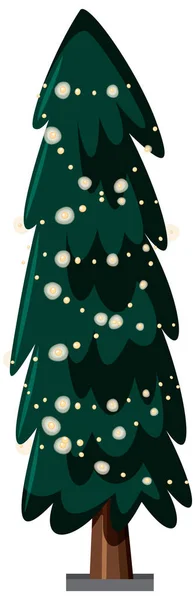 Μεμονωμένο Χριστουγεννιάτικο Δέντρο Διακοσμημένο Εορταστικά Φώτα Εικονογράφηση — Διανυσματικό Αρχείο