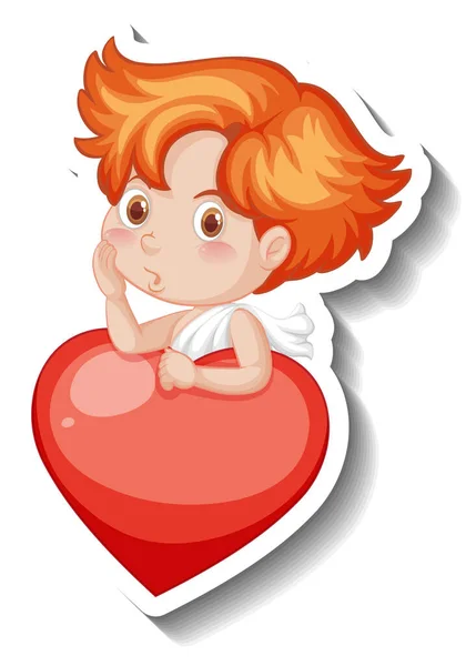 Cupid Pojke Med Hjärta Tecknad Stil Illustration — Stock vektor