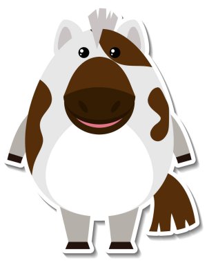 Tombul at hayvan çizgi film çıkartması çizimi