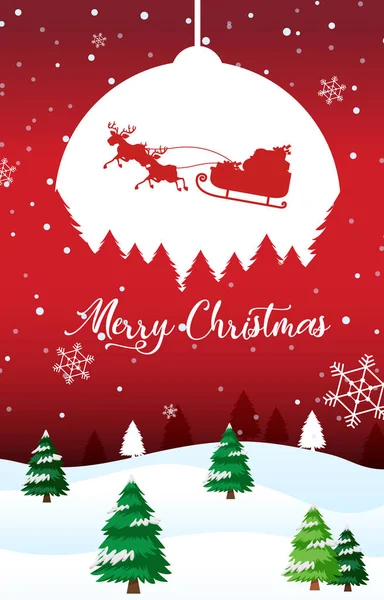 Frohe Weihnachten Banner Mit Schneebedeckten Kiefern Illustration — Stockvektor