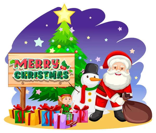 Frohe Weihnachten Banner Mit Weihnachtsmann Illustration — Stockvektor