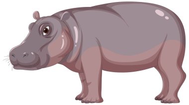 Hippopotamus beyaz arkaplan çiziminde izole edildi
