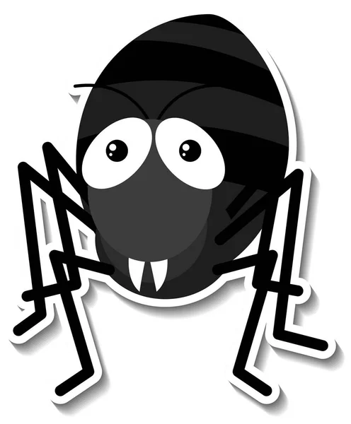 Niedliche Schwarze Ameise Tier Cartoon Aufkleber Illustration — Stockvektor