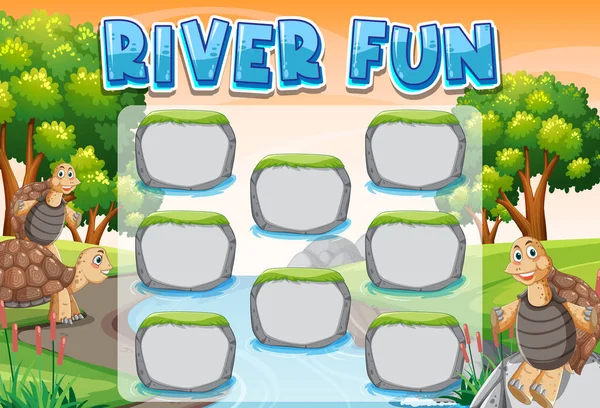 Πρότυπο Παιχνίδι Άδεια Βράχια Στην Απεικόνιση Του Ποταμού — Διανυσματικό Αρχείο