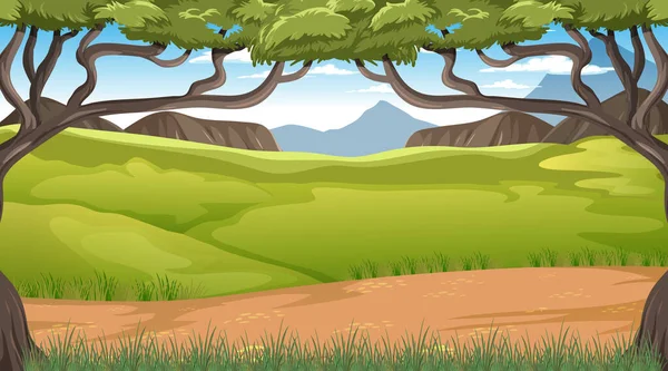 Empty Savanna Forest Landscape Illustration — Stock Vector