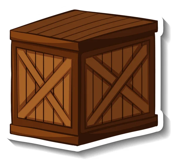 Caja Madera Aislada Ilustración Estilo Dibujos Animados — Vector de stock