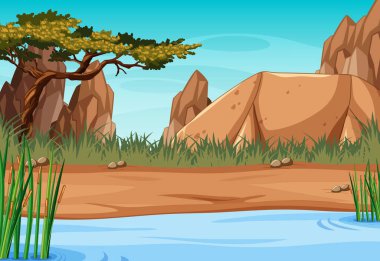 Boş savana orman manzarası çizimi